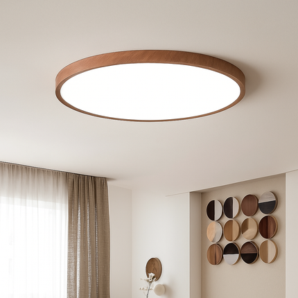 Plafonnier LED circulaire effet grain de bois pour intérieur décoratif — LZ7XQ2