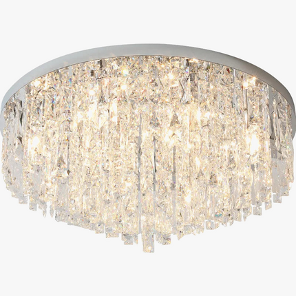 Plafonnier LED en acier chromé avec cristaux K9 style Art déco — LZ4M7Q2