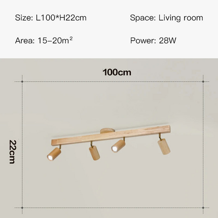 Plafonnier LED moderne en bois pour allée chambre vestiaire toilette magasin couloir luminaire sur rail Long lustre avec projecteur