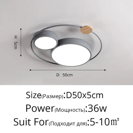Plafonnier LED rond nordique en bois et acrylique macaron — LZ4X9P