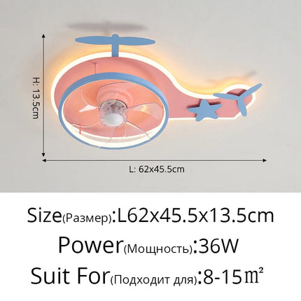 Plafonnier LED ventilateur avion pour enfant avec télécommande réglable — LZ4X9T