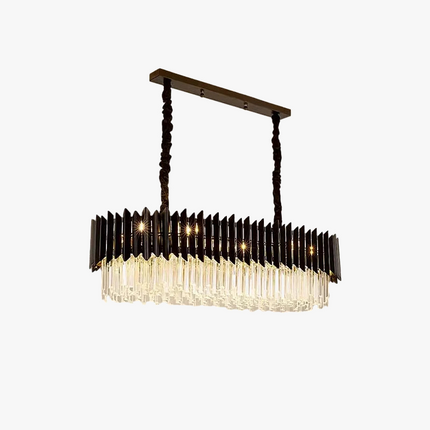 Plafonnier LED ovale en cristal noir doré à intensité variable — LZ4X9J