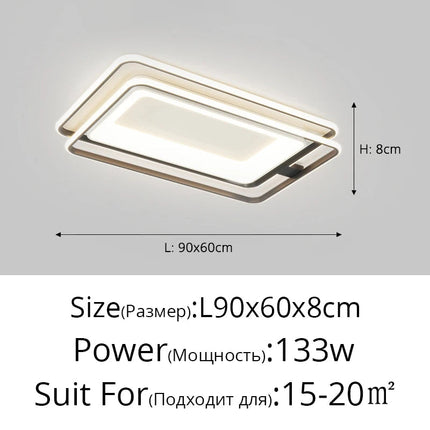 Plafonnier LED rectangulaire nordique à intensité variable avec télécommande — LZ4X9M