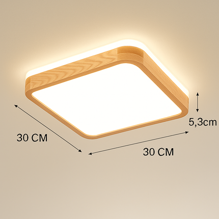 Plafonnier LED dimmable bois forme ronde et carrée avec télécommande — LZ4P9X