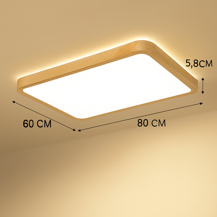 Plafonnier LED dimmable bois forme ronde et carrée avec télécommande — LZ4P9X