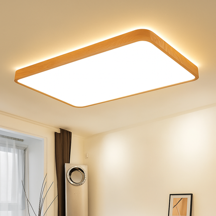Plafonnier LED dimmable bois forme ronde et carrée avec télécommande — LZ4P9X