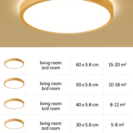 Plafonnier LED dimmable bois forme ronde et carrée avec télécommande — LZ4P9X
