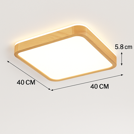Plafonnier LED dimmable bois forme ronde et carrée avec télécommande — LZ4P9X