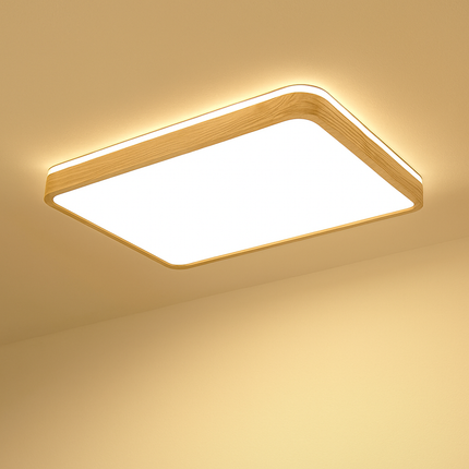 Plafonnier LED dimmable bois forme ronde et carrée avec télécommande — LZ4P9X