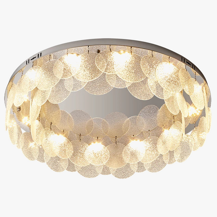 Plafonnier LED rond en acier inoxydable et verre moderne — LZ4P9X