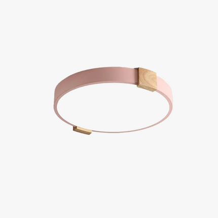 Plafonnier LED rond nordique en fer et bois décoratif — LZ4X9P2
