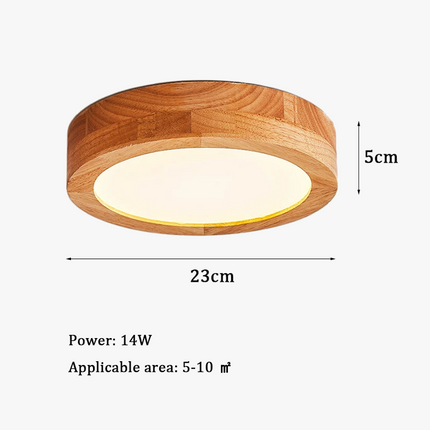Plafonnier LED rond en bois style nordique simple — LZ4X7J9