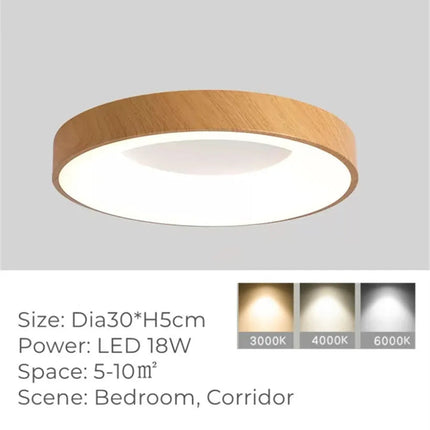 Plafonnier LED rond ultra-fin effet grain de bois — LZ4X9P2Q