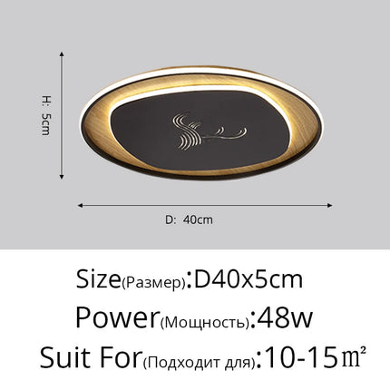 Plafonnier LED rond style chinois en bois et fer forgé — LZ4X9T1