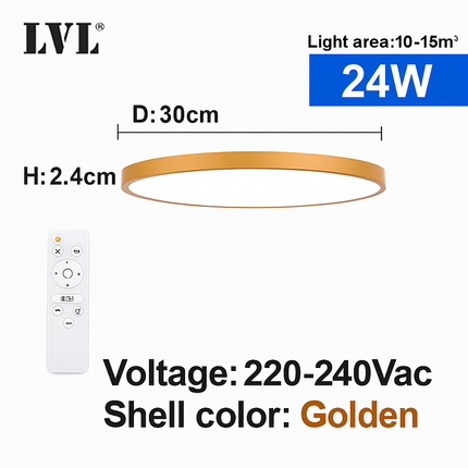 Plafonnier LED télécommandé doré effet grain de bois dimmable 24W-32W — LZ4X9T