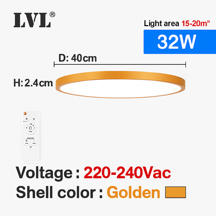 Plafonnier LED télécommandé doré effet grain de bois dimmable 24W-32W — LZ4X9T
