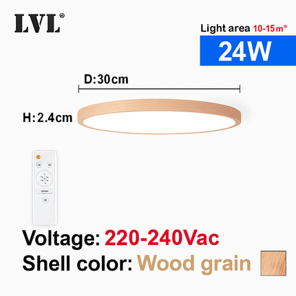 Plafonnier LED télécommandé doré effet grain de bois dimmable 24W-32W — LZ4X9T