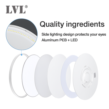 Plafonnier LED télécommandé doré effet grain de bois dimmable 24W-32W — LZ4X9T