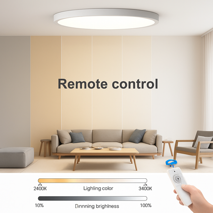 Plafonnier LED télécommandé doré effet grain de bois dimmable 24W-32W — LZ4X9T