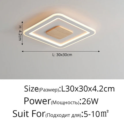 Plafonnier LED ultra-mince en bois massif style nordique moderne 2022 — LZ4X9P7Q