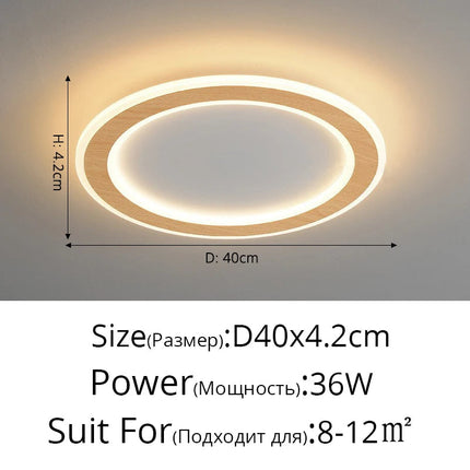 Plafonnier LED ultra-mince en bois massif style nordique moderne — LZ4XJ9