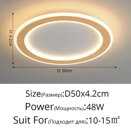 Plafonnier LED ultra-mince en bois massif style nordique moderne — LZ4XJ9