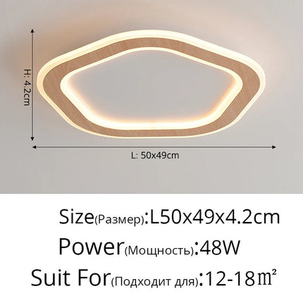 Plafonnier LED ultra-mince en bois massif style nordique moderne — LZ4X9P2Q
