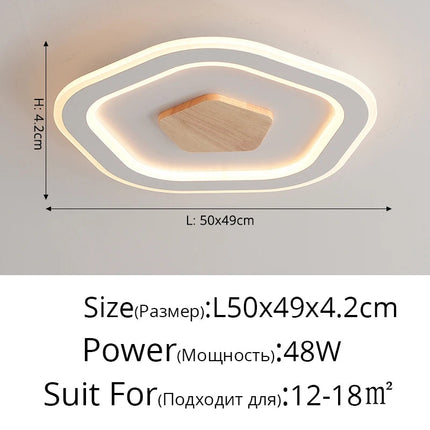 Plafonnier LED ultra-mince en bois massif style nordique moderne — LZ4X9P2Q