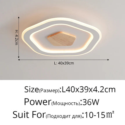 Plafonnier LED ultra-mince en bois massif style nordique moderne — LZ4X9P2Q