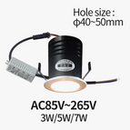 W Black / Warmwhitelight3000K / CHINA | 5W 40mmhole