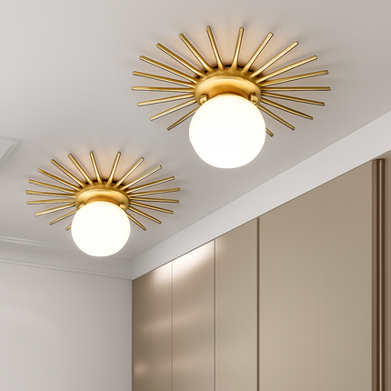 Plafonnier design avec globe en verre et métal doré Joha — LZ4X9T