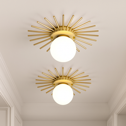 Plafonnier design avec globe en verre et métal doré Joha — LZ4X9T