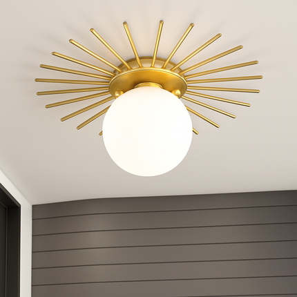 Plafonnier design avec globe en verre et métal doré Joha — LZ4X9T
