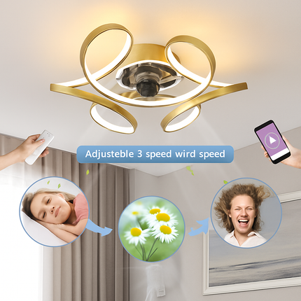 Plafonnier moderne avec ventilateur silencieux et éclairage intégré — LZ4QJ7M