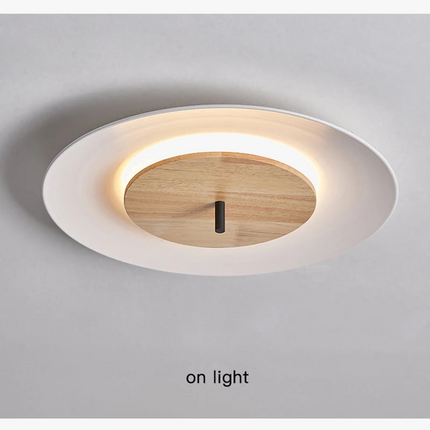 plafonnier moderne en bois avec éclairage led et télécommande