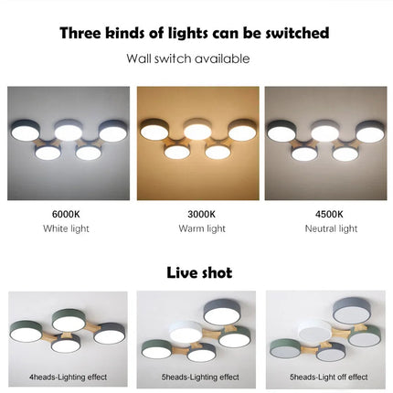 plafonnier moderne en bois avec éclairage led intérieur
