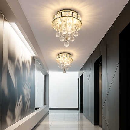 Plafonnier LED suspendu en cristal finition chrome — LZ4X9JQ