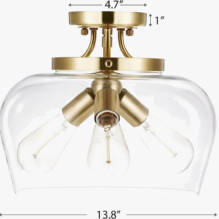 plafonnier moderne en verre américain avec éclairage de lustre en métal