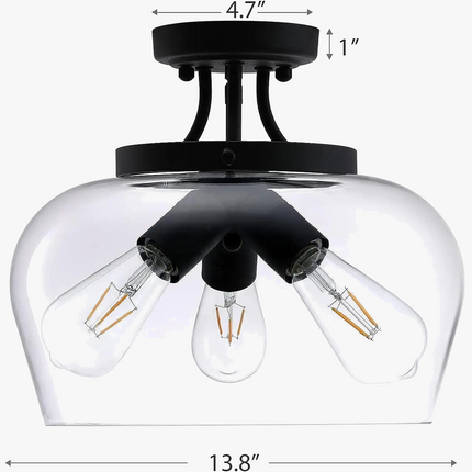 plafonnier moderne en verre américain avec éclairage de lustre en métal