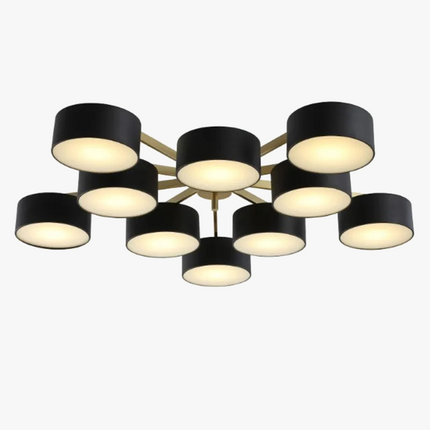 plafonnier moderne led 5 ou 10 têtes design rond acrylique métal