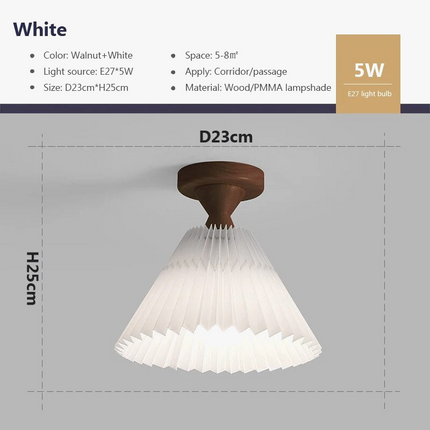 Plafonnier LED moderne en bois avec abat-jour tissu plissé — LZ4X9Q2