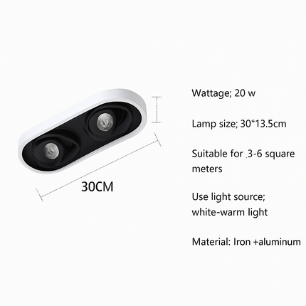 Plafonnier LED ovale moderne avec rotation d’angle Charly — LZ7D9X