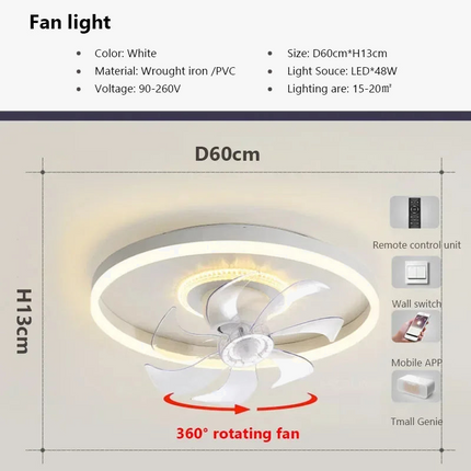 Plafonnier LED moderne avec ventilateur et télécommande intégrée — LZ4X9Q2