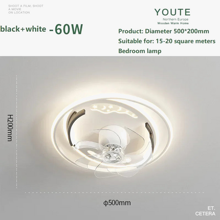 Plafonnier nordique moderne avec ventilateur silencieux intégré — LZ4X9P