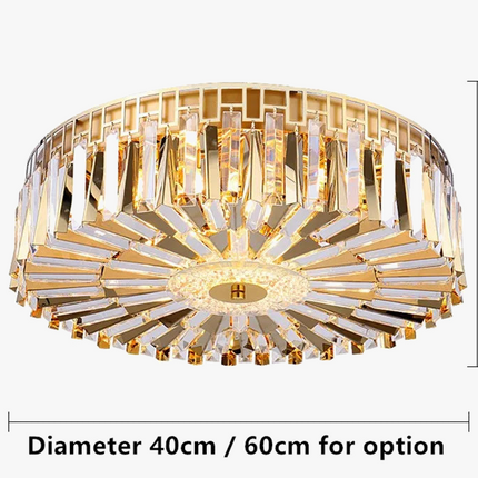Plafonnier rond en cristal doré pour intérieur moderne et élégant — LZ4T9XQ
