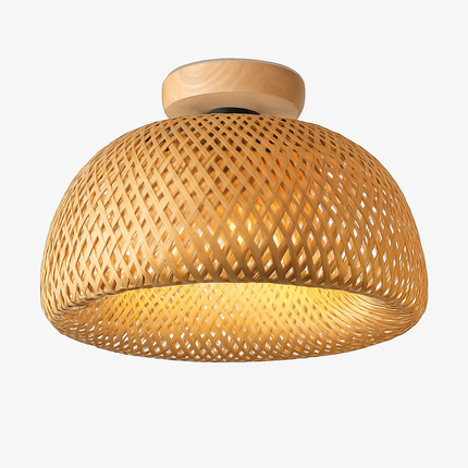Plafonnier rond en bambou naturel au design moderne Solferino — LZ4X9T2