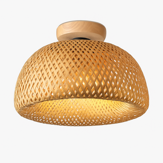 Plafonnier moderne ronde en bambou naturel Solferino