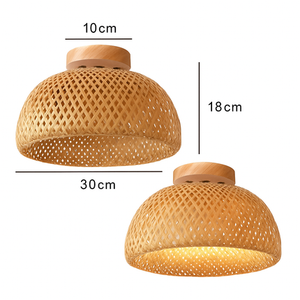 Plafonnier rond en bambou naturel au design moderne Solferino — LZ4X9T2