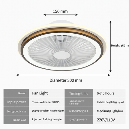 Plafonnier moderne avec ventilateur silencieux et lumière télécommandée — LZ4X9J