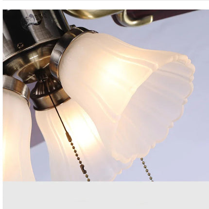 Plafonnier ventilateur moderne avec lumière et 5 pales bois design — LZ4X9P2